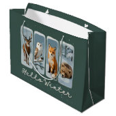 Hallo Wintertiere Hirsche Fox Bär Gemütliche Jahre Große Geschenktüte (Rückseite Schrägansicht)