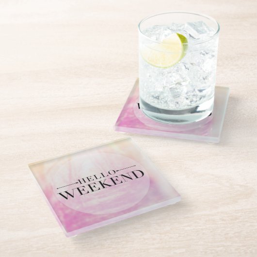 Hallo Woche Glasuntersetzer (Schrägansicht)