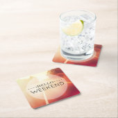 Hallo Wochenende 3 Rechteckiger Pappuntersetzer (Vor Ort)