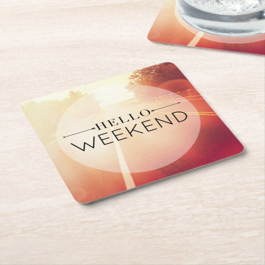 Hallo Wochenende 3 Rechteckiger Pappuntersetzer (angewinkelt)
