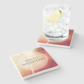 Hallo Wochenende 3 Steinuntersetzer (Seitenansicht)