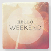 Hallo Wochenende 3 Steinuntersetzer (Vorderseite)