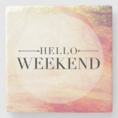 Hallo Wochenende 5 Steinuntersetzer (Vorderseite)