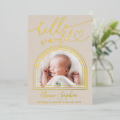 Hallo World Arch Frame Geburtsankündigung Folieneinladung (Stehend vorne)