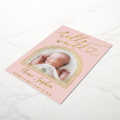 Hallo World Arch Frame Geburtsankündigung Folieneinladung (Gedreht)