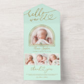 Hallo World Chic Arch Frame Geburtsankündigung All In One Einladung (Innen Boden)