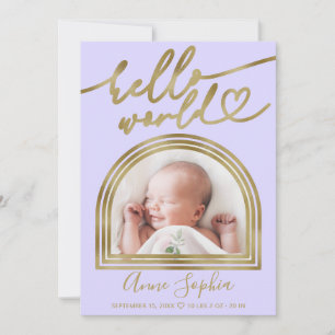 Hallo World Chic Arch Frame Geburtsankündigung Feiertagskarte