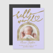 Hallo World Chic Arch Frame Geburtsankündigung Magnetkarte (Vorne/Hinten)