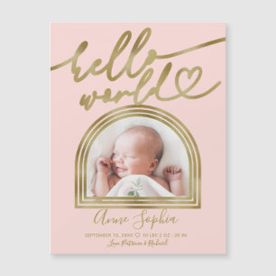 Hallo World Chic Arch Frame Geburtsankündigung Magnetkarte