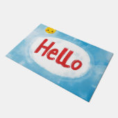Hallo Wort Einfach Blau Fußmatte (Schrägansicht)