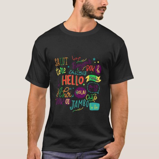 Hallo Wort in verschiedenen Sprachen Funny Summer T-Shirt (Vorderseite)