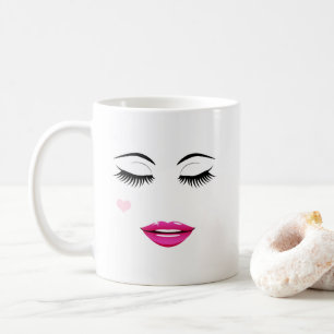 Hallo wunderschön mit Hübschen Eyelashes und Lip Kaffeetasse