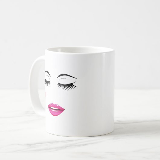 Hallo wunderschön mit Hübschen Eyelashes und Lippe Kaffeetasse (Vorderseite Links)
