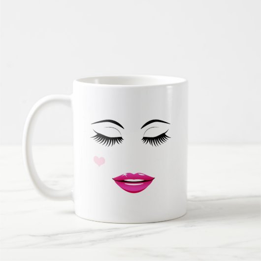 Hallo wunderschön mit Hübschen Eyelashes und Lippe Kaffeetasse (Links)