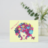 Hallo, wunderschön! Schöne Blume Lady Postkarte (Stehend Vorderseite)