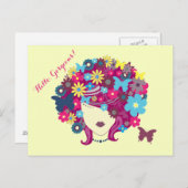 Hallo, wunderschön! Schöne Blume Lady Postkarte (Vorne/Hinten)
