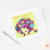 Hallo, wunderschön! Schöne Blume Lady Quadratischer Aufkleber (Umschlag)