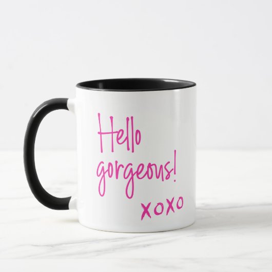 Hallo wunderschöne Galentinstag XOXO Personalisier Tasse (Links)