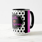 Hallo wunderschöne Schwarz-weiße Polka Dot Hot Pin Tasse (VorderseiteRechts)