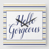 Hallo wunderschöne Streifenhalle Quadratische Wanduhr (Vorderseite)