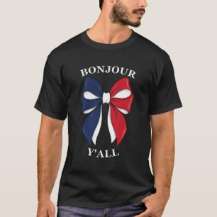 Hallo Y'all Französische Flagge Schleife Kokette Ä T-Shirt
