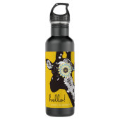 Hallo ! - Yellow Funky Cool Paisley Giraffe Edelstahlflasche (Vorderseite)