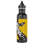 Hallo ! - Yellow Funky Cool Paisley Giraffe Edelstahlflasche (Rechts)