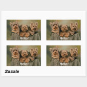 Hallo Yorkshire Terrier Puppy Dog Grußsticker Rechteckiger Aufkleber (Blatt)