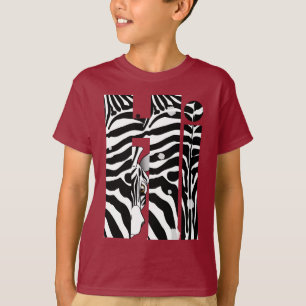 "Hallo" Zebra-schwarze/weiße Streifen abstraktes T-Shirt