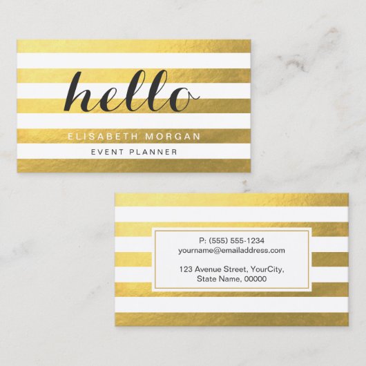 Hallo zu Ihren Kunden - Stilvolle Goldstreifen Visitenkarte (Vorne/Hinten)