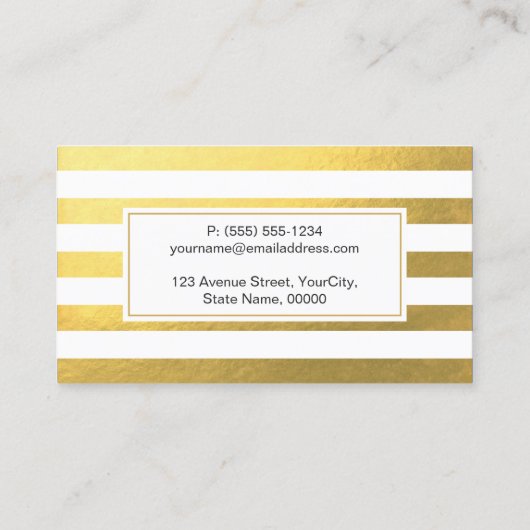 Hallo zu Ihren Kunden - Stilvolle Goldstreifen Visitenkarte (Rückseite)