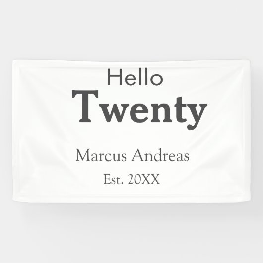 Hallo zwanzig Geburtstag hinzufügen Namen est. Jah Banner (Horizontal)