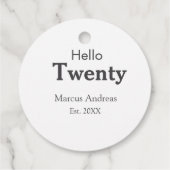 Hallo zwanzig Geburtstag hinzufügen Namen est. Jah Geschenkanhänger (Rückseite)