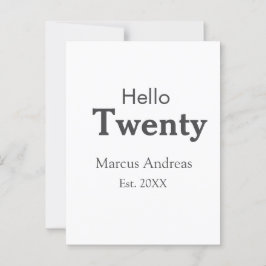 Hallo zwanzig Geburtstag hinzufügen Namen est. Jah Postkarte