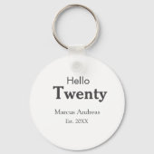 Hallo zwanzig Geburtstag hinzufügen Namen est. Jah Schlüsselanhänger (Rückseite)