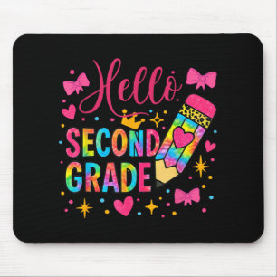 Hallo zweite Klasse farbenfrohe Stift Gefärbte Kra Mousepad