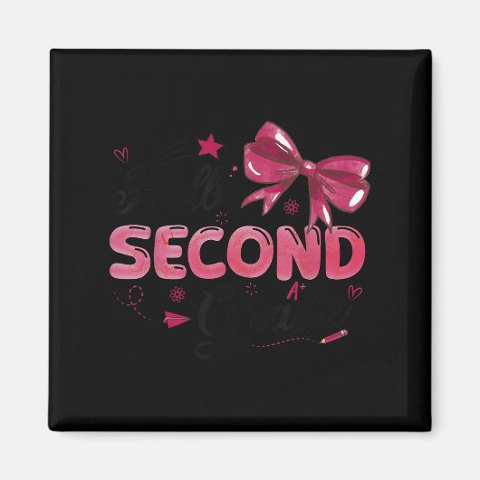 Hallo zweite Klasse Lehrer Coquette Bow zurück zu Magnet (Vorne)