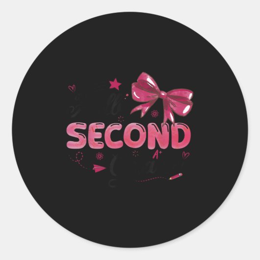 Hallo zweite Klasse Lehrer Coquette Bow zurück zu  Runder Aufkleber (Vorderseite)