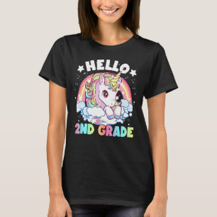 Hallo Zweite Klasse Lehrer Unicorn zurück zur Schu T-Shirt