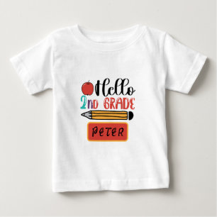 Hallo Zweite Klasse Personalisiert zurück zum Schu Baby T-shirt