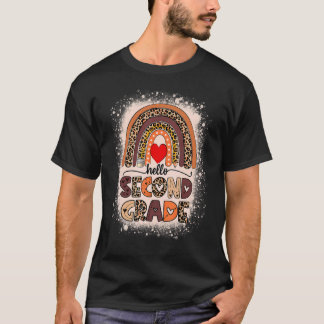 Hallo Zweite Klasse Regenbogen erbluten zurück in T-Shirt