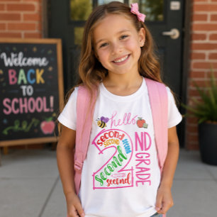 Hallo Zweite Klasse   Rosa Back-to-School-Outfit  T-Shirt