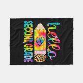 Hallo zweite Klasse Stift Gefärbte Krawatte zurück Fleecedecke (Vorderseite (Horizontal))