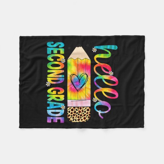 Hallo zweite Klasse Stift Gefärbte Krawatte zurück Fleecedecke (Vorderseite (Horizontal))