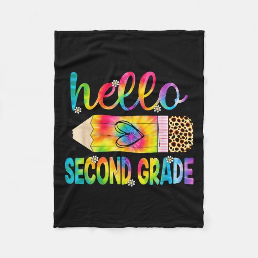 Hallo zweite Klasse Stift Gefärbte Krawatte zurück Fleecedecke (Vorderseite)