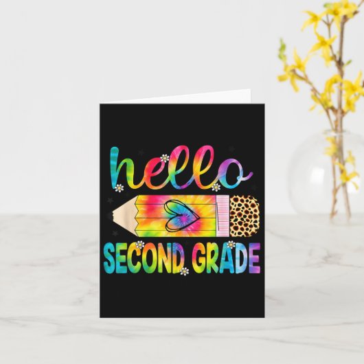 Hallo zweite Klasse Stift Gefärbte Krawatte zurück Karte (Gelbe Blume)