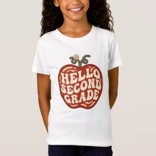 Hallo Zweite Klasse Zurück zur Schule Apfel Kunst T-Shirt