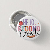 Hallo zweite Klasse zurück zur Schule Button (Vorne & Hinten)