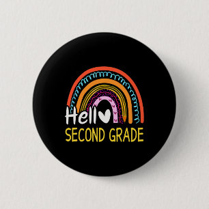Hallo Zweite Klasse Zurück zur Schule Regenbogen 2 Button
