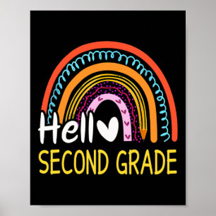 Hallo Zweite Klasse Zurück zur Schule Regenbogen 2 Poster